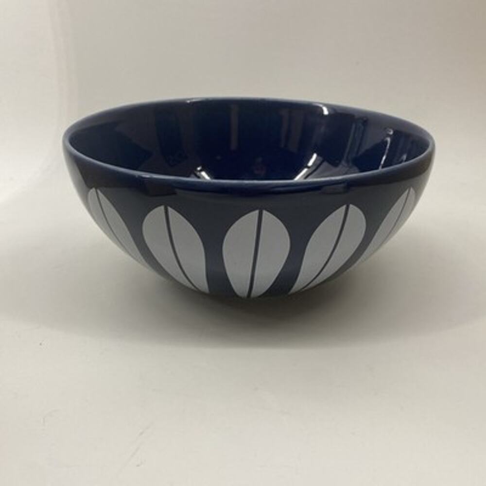 Arne Clausen Collection Lotus Bowl Medium White On Dark Blue Stoneware 18cm